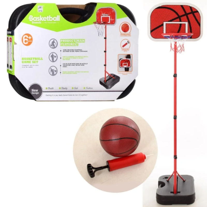 Баскетбольное кольцо на стойке для дома баскетбольная мобильная стойка игровая для детей набор спорт с мячом - фото 1 - id-p2186478153