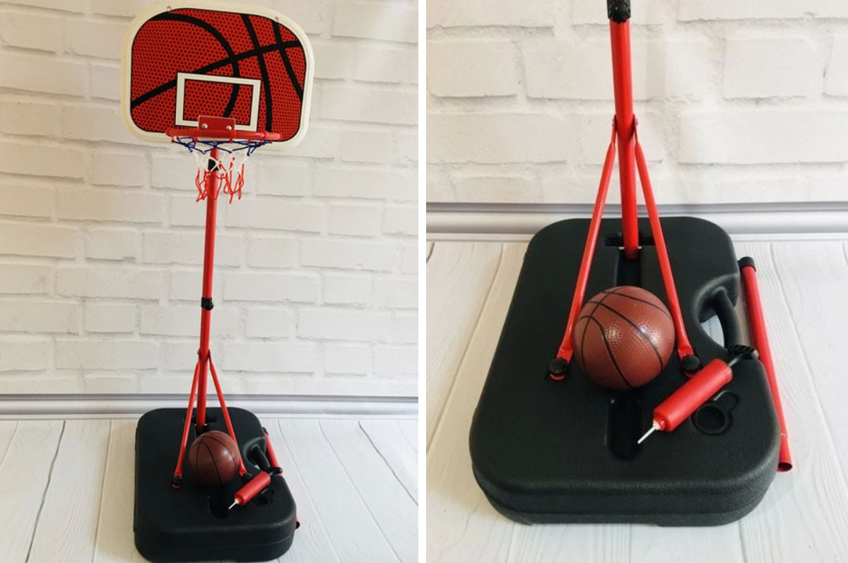 Баскетбольное кольцо на стойке для дома баскетбольная мобильная стойка игровая для детей набор спорт с мячом - фото 8 - id-p2186478153
