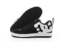 ДС Шуз Модные кроссовки мужские DC Shoes Court Graffik Black White. Черно-белая обувь мужская.