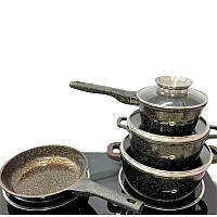 Набір посуду для дому з гранітним покриттям HK-307 набір каструль і сковорідки з литого алюмінію з кришками SNM