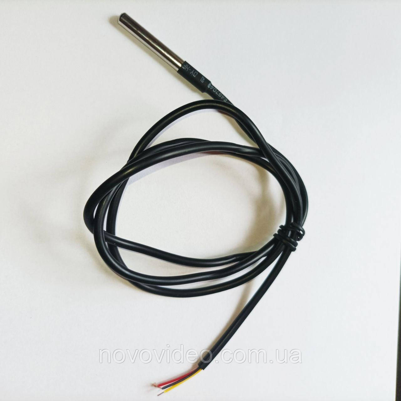 Датчик температури, зонд DS18B20 високоточний цифровий герметичний із кабелем 1 метр, у металевій гільзі, фото 1