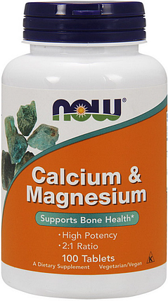 Кальцій магній NOW Calcium Magnesium 100 таб, фото 1