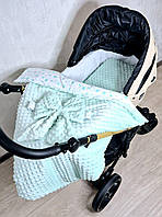 Набор в коляску для новорожденных плюш "Звездочки" мятный