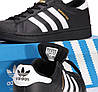 Жіночі кросівки кеди Adidas Superstar Black White Адідас Суперстар чорно білі шкіряні молодіжні спортивні весна літо, фото 5