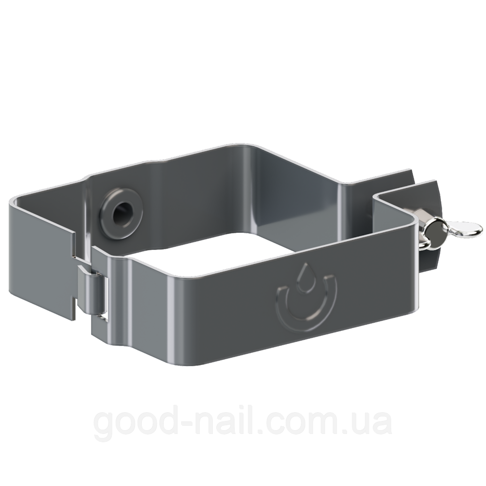 Хомут сталевий труби квадратної пластикової водостічної системи KROP 135\80мм, фото 1