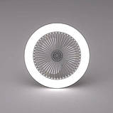Лампа-вентилятор LED у патрон E27/Світдіодна люстра з вентилятором/LED вентилятор СІРІЙ + пульт Код 00-0300, фото 6