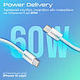 Кабель Promate EcoLine-CC120 USB-C to USB-C 60W Power Delivery 1.2 м White (ecoline-cc120.white), фото 2