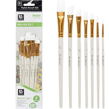 Пензлі художні професійні для малювання (нейлон) набір 7шт. (№ 3/4, 3/8, 1/2, 8, 4, 4, 1)