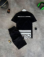 Летний мужской костюм Stone Island футболка + шорты, молодежный повседневный комплект цвета в ассортименте Черный, M