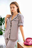Женский Костюм брюки и рубашка , домашняя одежда, пижама в полоску M