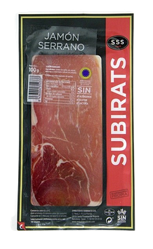 Хамон Subirats JAMON SERRANO нарізка вакуум, 100 г, 20 шт/ящ