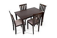 Комплект кухонний обідній Юджин (стіл + 4 стільці) темний горіх