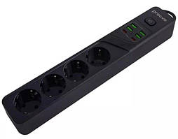 Подовжувач Proove Power Socket P-04 4 розетки + 4USB + 2Type-C (2m) Black (PSP442420001)