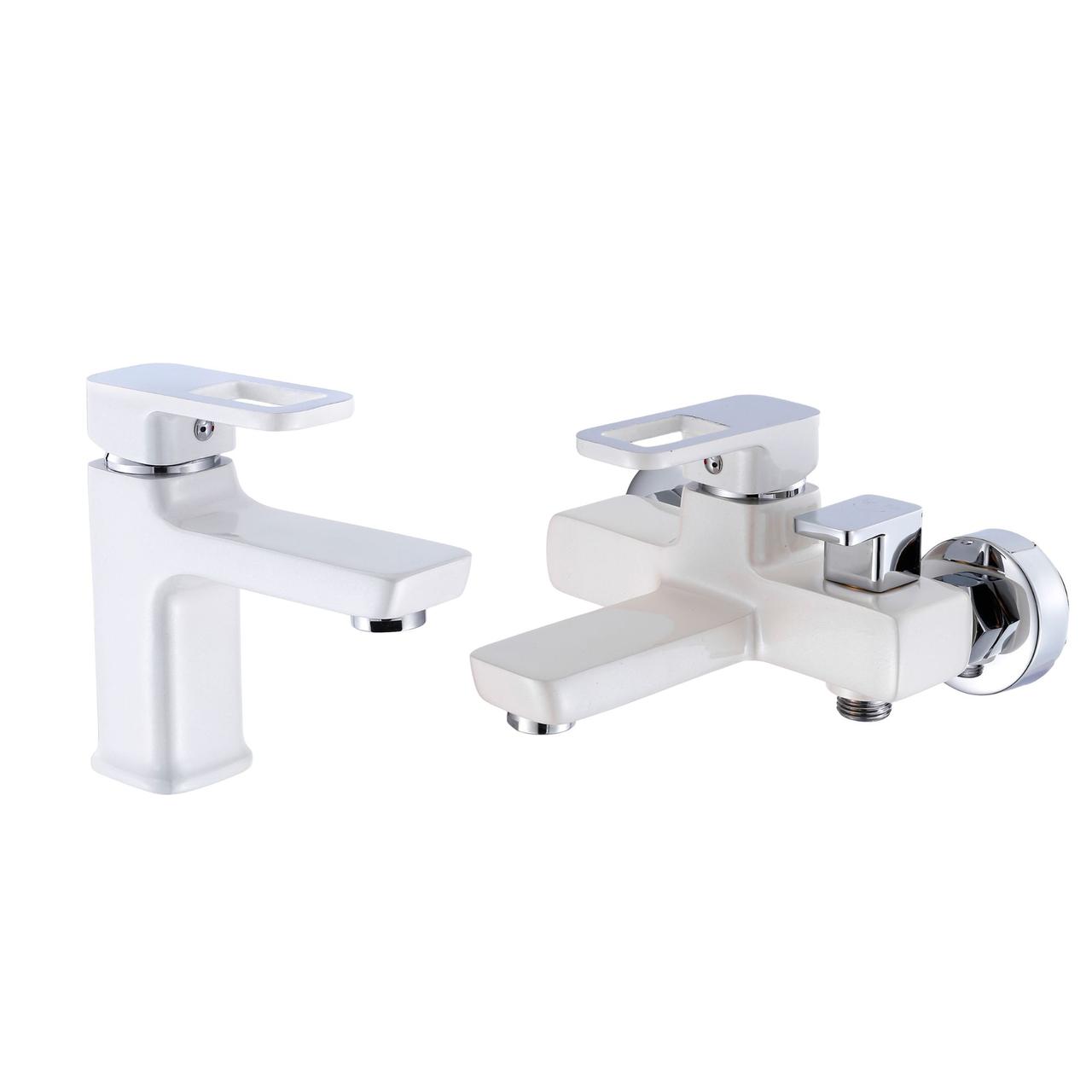 Набір змішувачів для ванни: Wawel 001 + Wawel 006 White (з душовим гарнітуром)., фото 1