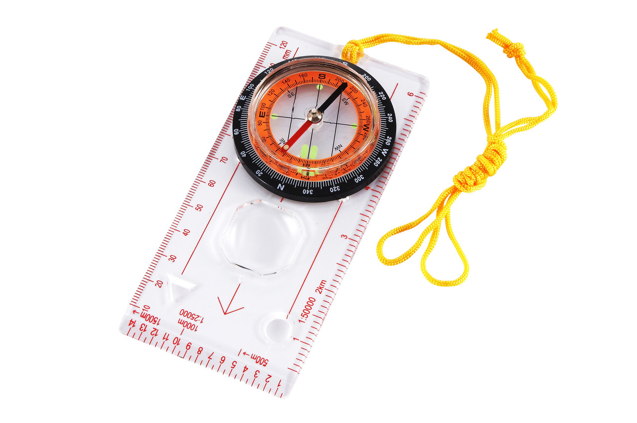 Туристичний компас з лінійкою планшетного типу, рідинний механізм, фото 1