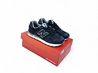 Мужские кроссовки New Balance 574 blue nb classic Нью Беланс темно синие замшевые весна лето