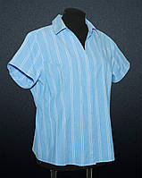 Хлопковая блуза рубашечного кроя для пышных форм