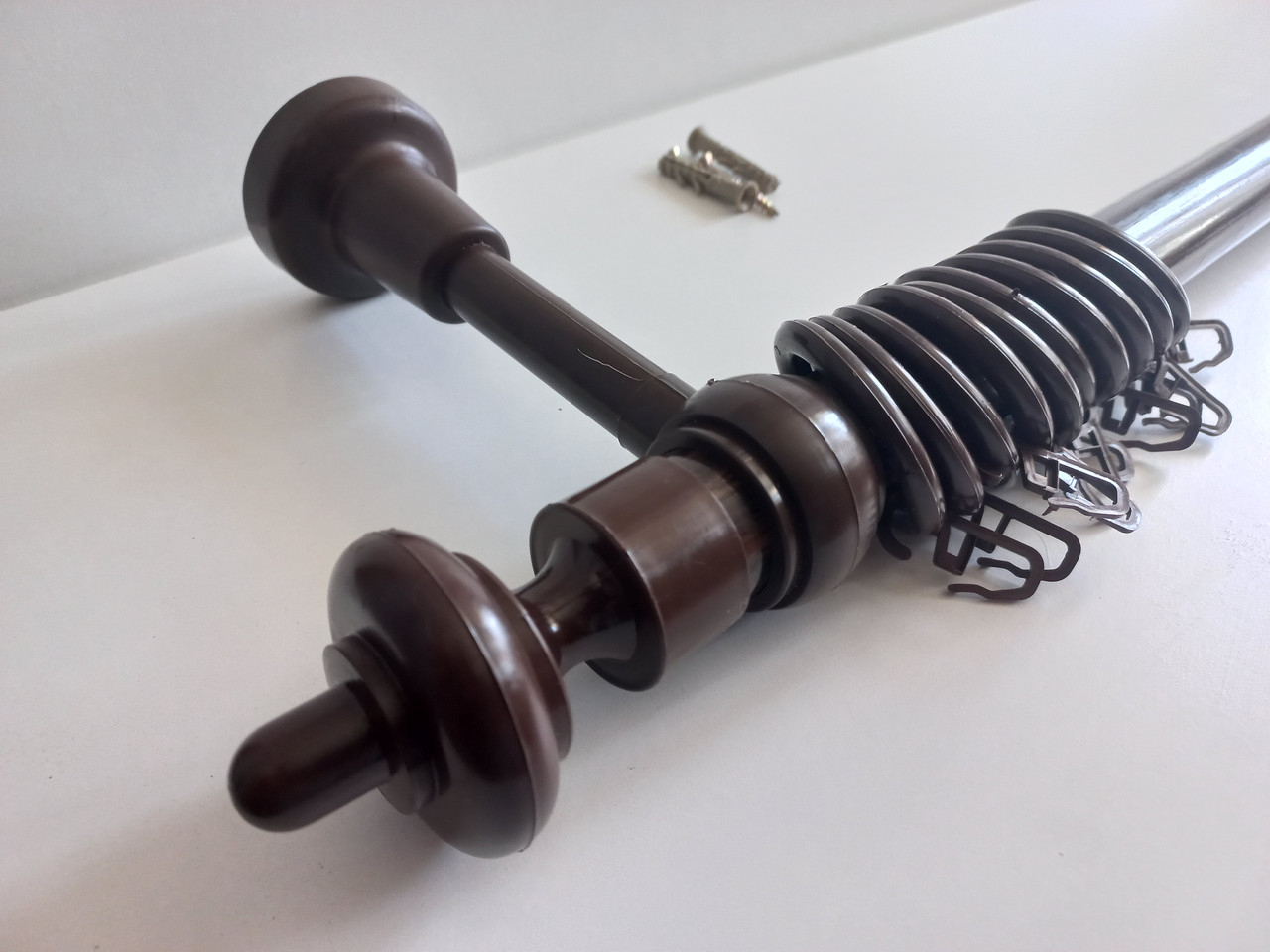 Металопластиковий настінний, округлий карниз для штор у спальню 1,2 м горіх, фото 1