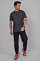 Мужская футболка Armani черная брендовая футболка Армани с надписями