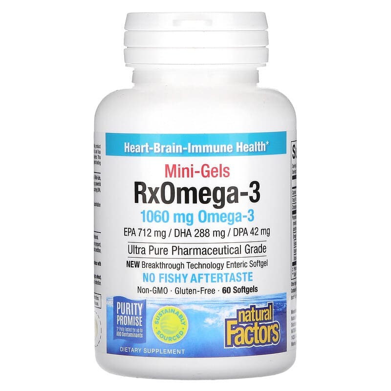 Омега-3 Natural Factors "Mini-Gels RxOmega-3" 500 мг (60 гелевих капсул)