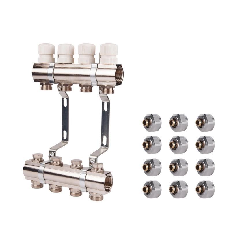 Комплект: SD Колектор терморегулювальний 1"х6   SD236W6 + SD Євроконус 3/4'' 16 х 2мм   SD346, фото 1