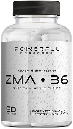 Цинк, Магній, Вітамін Б6 Powerful Progress ZMA+B6 90 caps, фото 1
