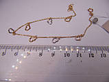 Золотий браслет із підвісками "Сердечка", розмір регулюється 18-20 см, фото 4