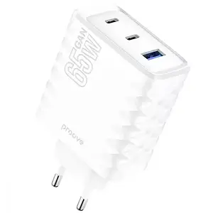 Адаптер живлення для телефона Proove Speed Surge Gan 65W (USB + 2 Type-C) White