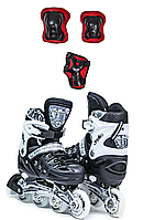 Ролики + комплект защиты (на колени, локти и ладони) Scale Sports. Чёрные. Размер 29-33