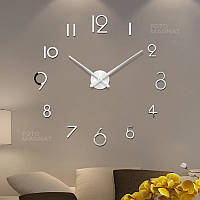Настенные часы 3D Большие "Nexus" - 3Д часы наклейка с зеркальным эффектом, диаметр 60-130 см, большие стрелки