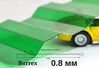 Профилированный монолитный поликарбонат трапеция 0.8 мм зеленый Borrex (Сербия) Цветной поликарбонат для забора