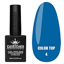 Color top Дизайнер (9мл.) Кольорове топове покриття для манікюра і педікюра. Бірюзовий 4 вітражний