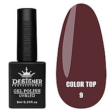 Color top Дизайнер (9мл.) Кольорове топове покриття для манікюра і педікюра. Бордовий 9 вітражний