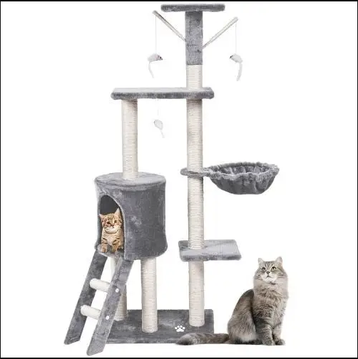 Домик когтеточка для кота с игровым комплектом 135 см Царапка для котика высокая с лестницей и домиком SNM - фото 2 - id-p2186490431