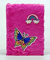 Блокнот "Метелик" хутряний рожевий B5 лінія DSCN9761-1