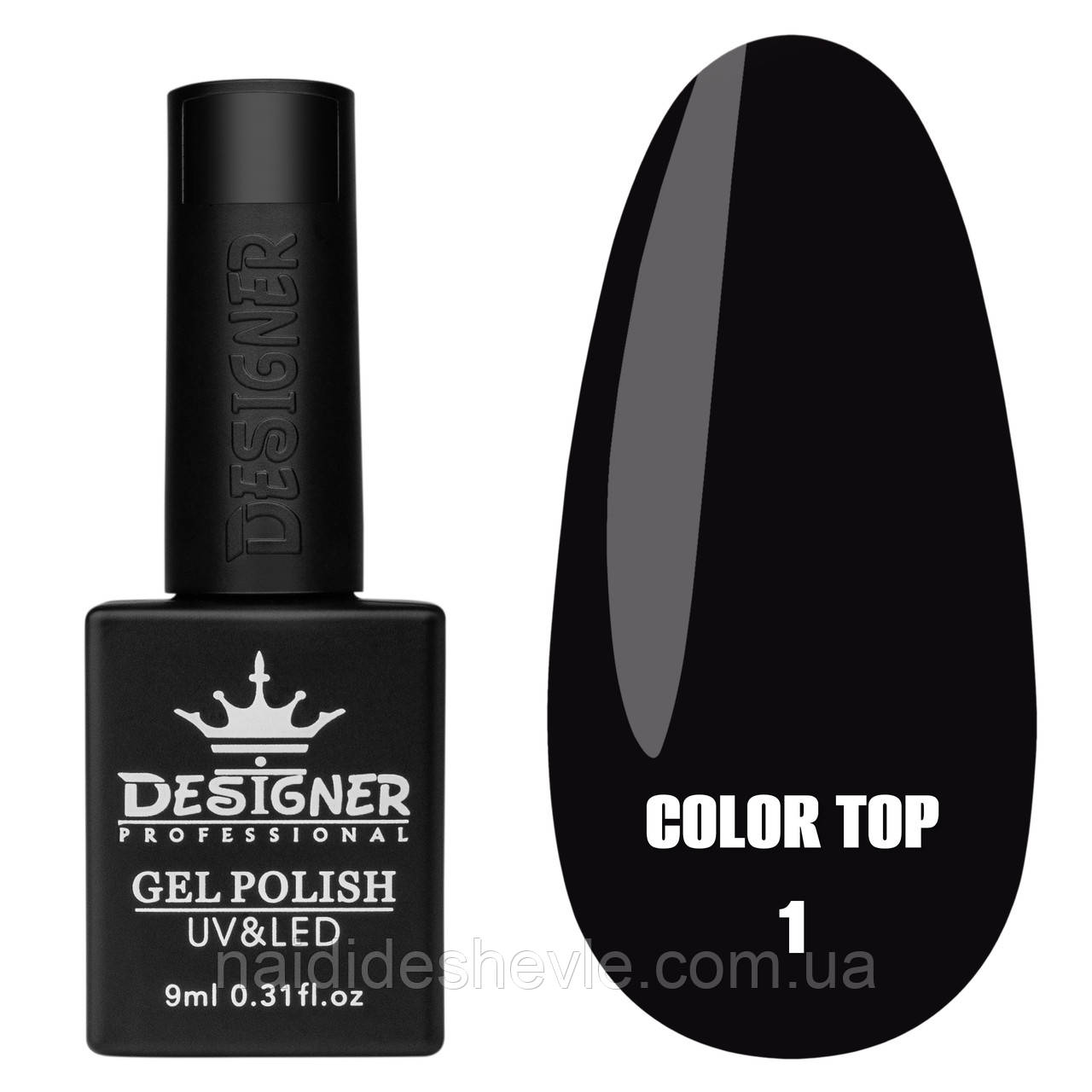 Color Top Дизайнер (9 мл.) - кольорове топове покриття для нігтів з вітражним ефектом Чорний 01