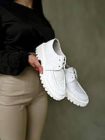 Модные белые женские туфли из натуральной кожи питона (имитация) на тракторной платформе, размеры от 36 до 41