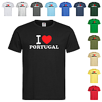 Черная мужская/унисекс футболка I love Portugal (26-14-14)