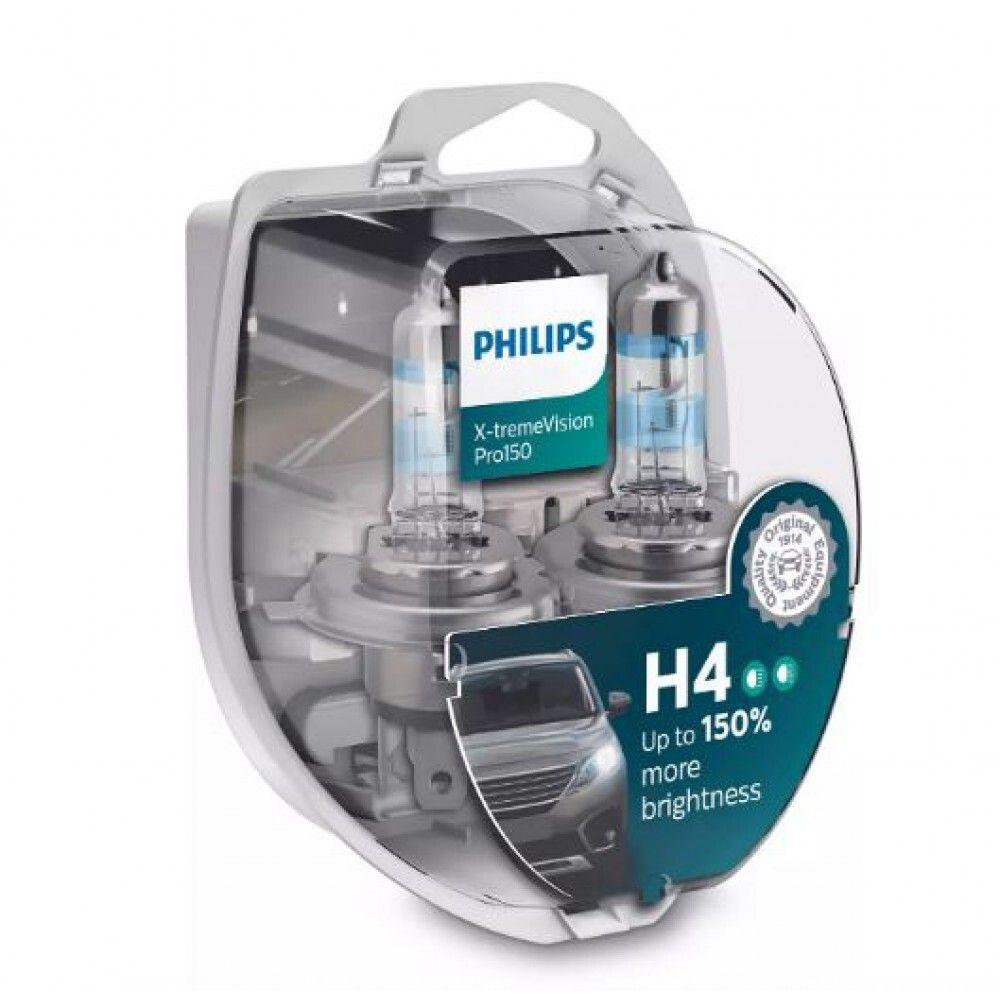 Лампа галогенна Philips H4 X-treme Vision Pro 150 +150% 60/55W P43T 12V 12342XVPS2 (2 шт)