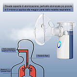 Портативний інгалятор для дітей і дорослих з масками ультразвуковий низький рівень шуму, фото 7