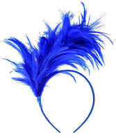 Обруч карнавальный синий с перьями