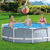 Круглий каркасний басейн Intex великий якісний басейн на садовій ділянці для всієї родини об'єм 4485 л SNM