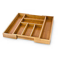 Лоток - органайзер для столовых приборов Relaxdays из бамбука раздвижной 30/48 х 46 х 5 см