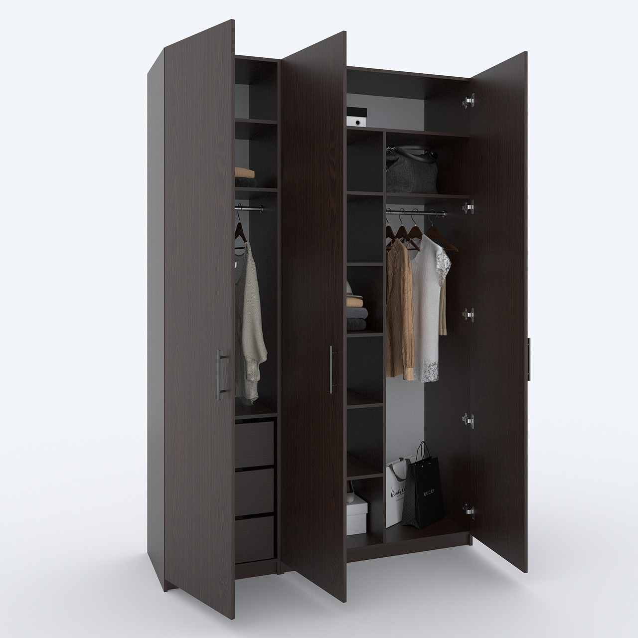 Шафа для одягу розпашна "Дуэт" 2400x1500x520мм Венге Магія, фото 1