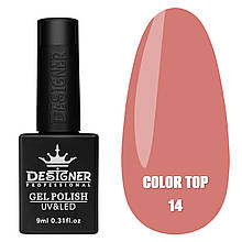 Color top Дизайнер (9мл.) Кольорове топове покриття для манікюра і педікюра. Бежево-рожевий 14 щільний