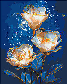 Картина за номерами Космічні астромерії. Квіти з фарбами металік 40*50 см Орігамі LW 3337