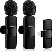 Беспроводной петличный микрофон с наушниками для Android, iPhone Wireless Microphone Type-C с адаптером USB