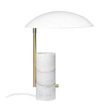 Настільна лампа мармурова з металевим плафоном GU10 білий/латунь 32х41.7 см, фото 2