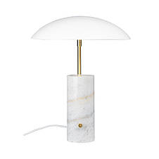 Настільна лампа мармурова з металевим плафоном GU10 білий/латунь 32х41.7 см, фото 3