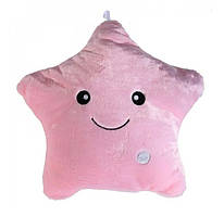 Подушка нічник Зірочка з підсвіткою 40x35 см рожева